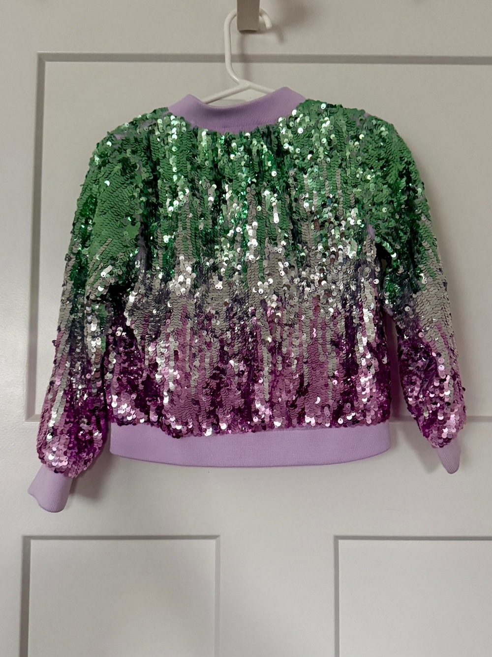 H&M Lavender Bomber Jacket with Reversible Green, Silver & Purple Sequins - Picture 2 of 6